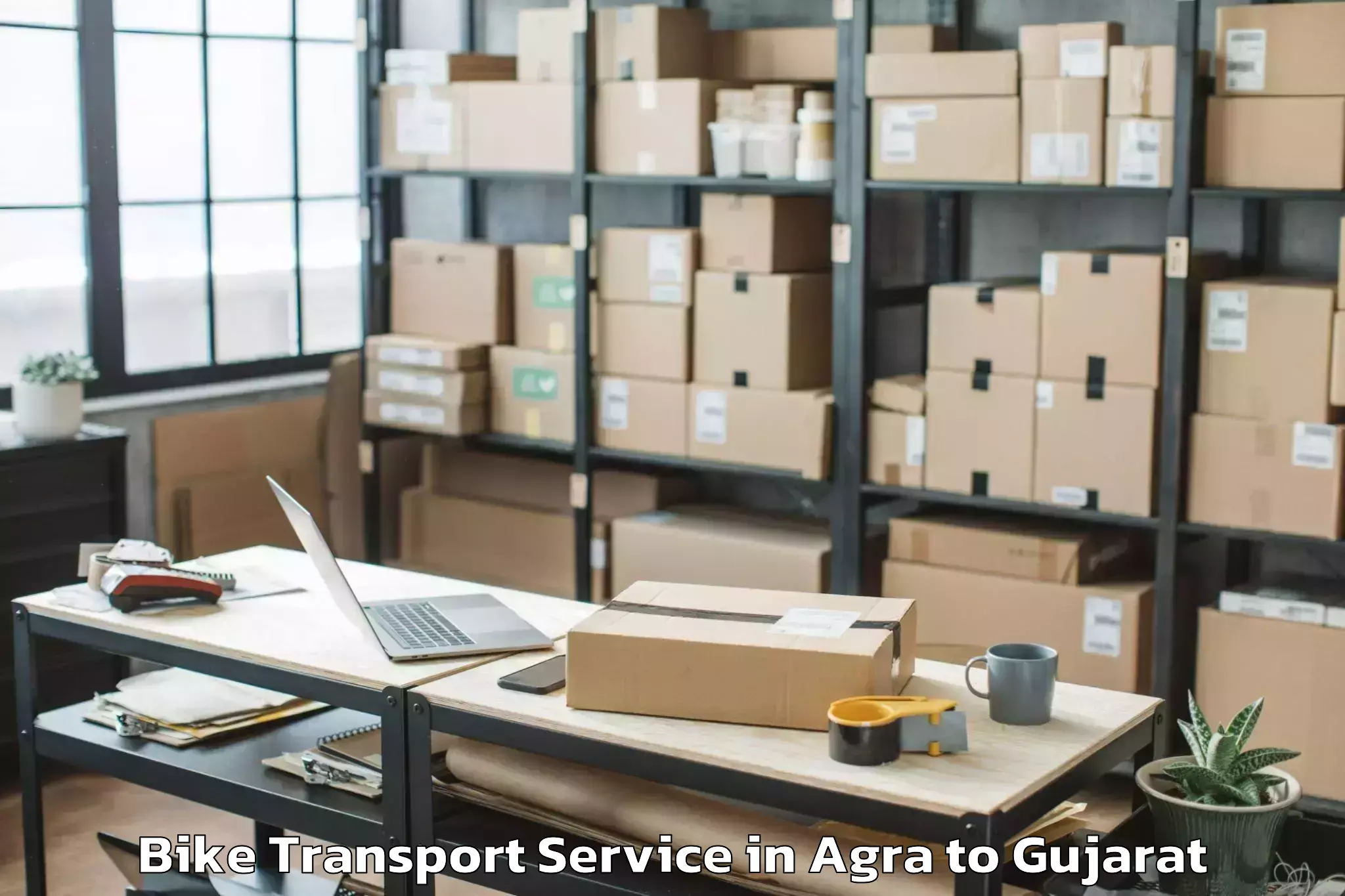 Hassle-Free Agra to Veer Narmad South Gujarat Univ Bike Transport